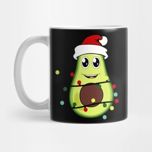 Cute Avocado Wearing Santa Hat Christmas Lights Avocado Lover Xmas Gift Mug